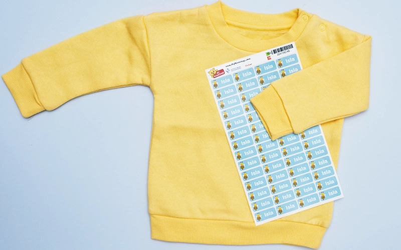 Veste de travail avec une My Nametags étiquette themocollante vêtement professionnel